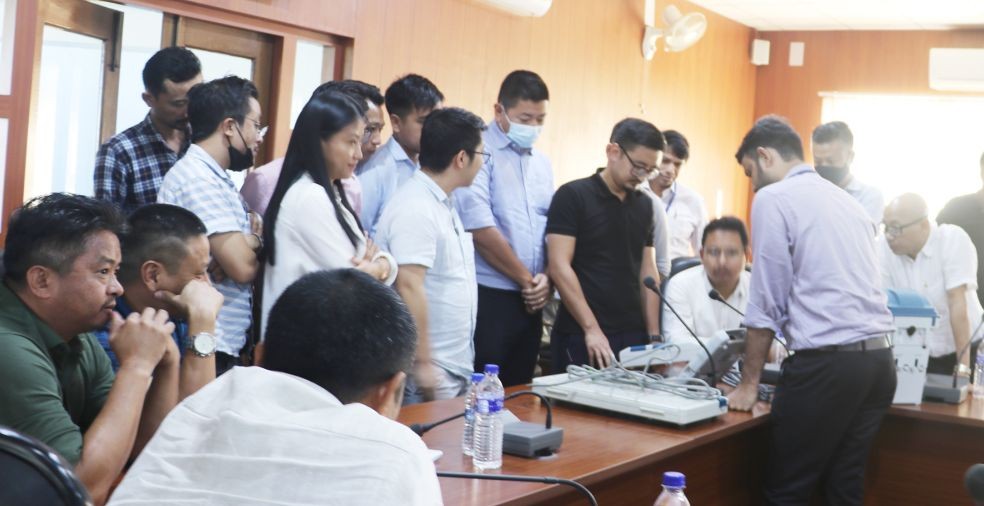 District Election Officers and Dy District Election Officers (FLC-in-charge/FLC Supervisors) attending the workshop on First Level Checking of EVMs & VVPATs for at Conference Hall, Forest Office Complex, Dimapur on October 8.